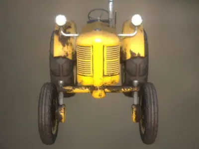 Old Tractor Game Ready Low Poly Low-poly 3D model