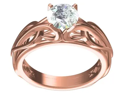 Antique Single Diamond Celtic Bridal Wedding Ring 3D print model