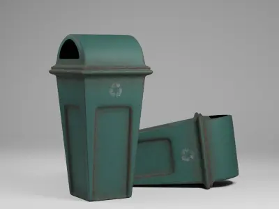 Plastic Trash Can Lowpoly Low-poly 3D model