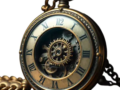 Antique Brass Pocket Watch model pack Low-poly 3D model