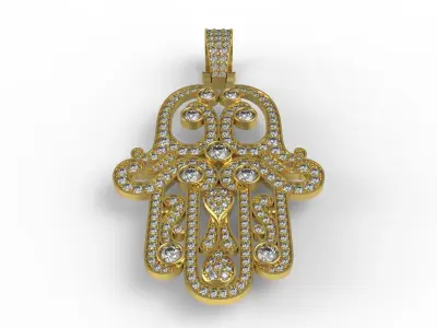 Antique Hamsa Hand Art Deco Pendant 3D print model