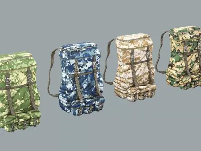 Soldier Exclusive 4 pcs Backpack Tactical Cargo 3D Model Low-poly 3D model