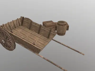  Medieval Cart 3 Low-poly 3D model