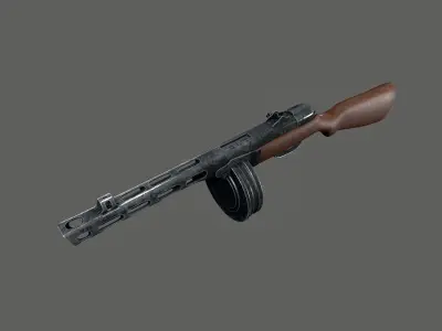 PPSh41 Submachine Gun Low-poly 3D model