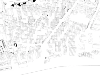 Urban highrise building building ancillary building commercial 3D model 12
