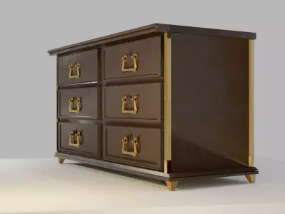 Vintage Wooden Dresser 3D model