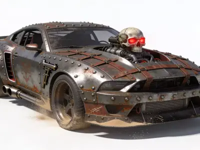 Infernal Raider Muscle Car Low-poly 3D model