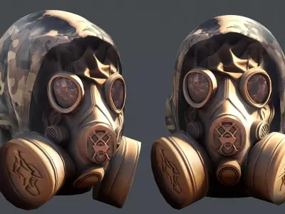 Gas mask helmet 3d model military combat Low-poly 3D model  Low-poly 3D model