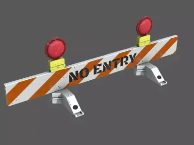 No-Entry Safety Barricade Low-poly 3D model