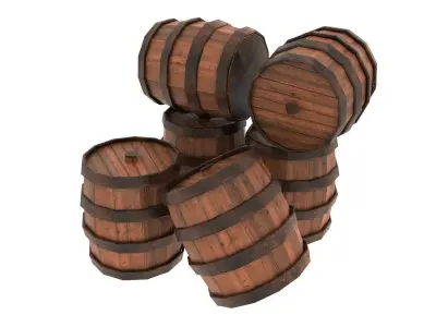 Wooden wine barrel Low-poly 3D model buy