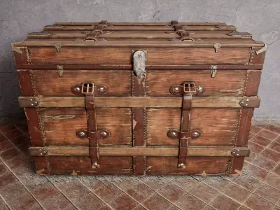 PBR Old Wooden Chest Low Poly Low-poly 3D model
