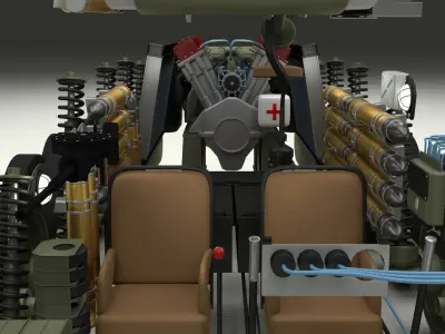 T-34 85 Interior Engine Bay Full Winter Camo 3D model