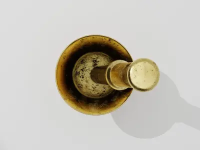 Antique Metallic Mortar and Pestle Low-poly 3D model