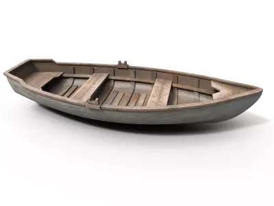Old Wooden boat Low-poly 3D model