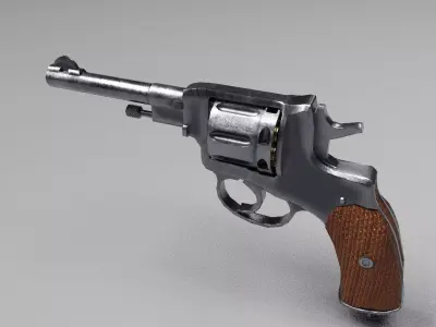Nagant M1895 Revolver Low-poly 3D model Low-poly 3D model
