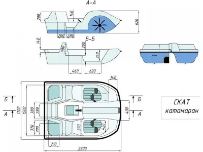 Catamaran Stingray water bicycle 3D model