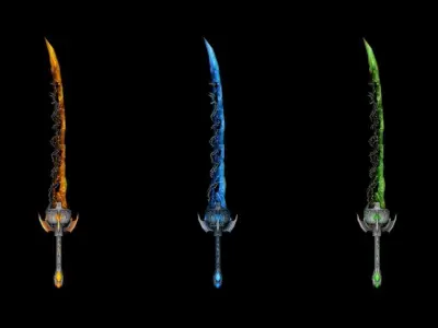 Hell Katana Low-poly 3D model