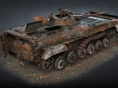 BMP-1 Destroyed Game Ready Low-poly 3D model
