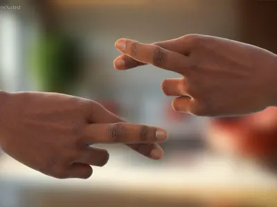 Black Male Hands with Hope Gesture 3D model