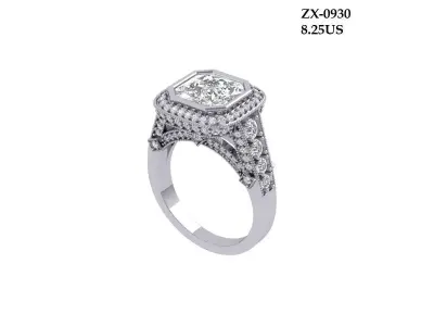 Asscher Art Deco Ring 3D print model get