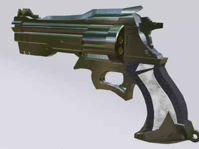 Sci-Fi Tactical Revolver Game Ready Weapon 3D Model Low-poly 3D model