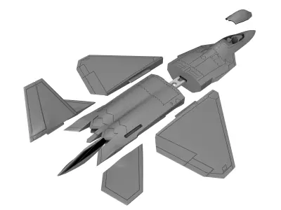 STL FILES OF SCALE MODEL F-22 RAPTOR Scale 1-72 3D print model