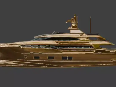 Luxury Gold Metallic Super Yacht 3D Model 3D model