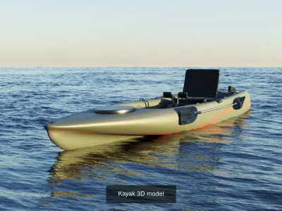 Kayak 3D model two kayaks floating in water 3D Model Pack