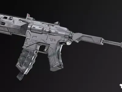 Cyberpunk Assault Rifles Low-poly 3D model