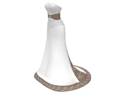 Bridal Wedding Gown Low-poly 3D model