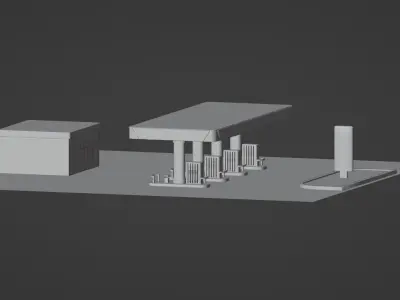 Gas station  Low-poly 3D model buy