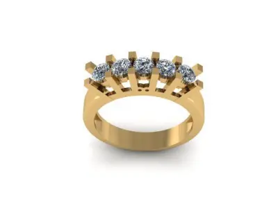 5 Stone Diamond Ring Band Engagement Free 3D print model purchase