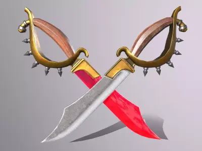 Knife 2 two swords Low-poly 3D model