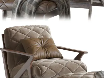 Mid-Century Lounge Chair And Ottoman 3D model