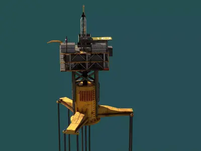 Old TPL Tension Leg Oil Platform Low-poly 3D model