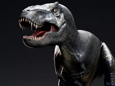 Dinosaur Sub-Adult TRex Model Unreal Engine Project Low-poly 3D model