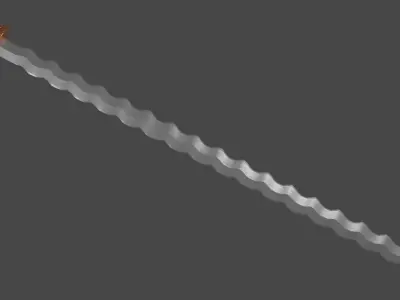Flamberge sword with Spatha handle Low-poly 3D model