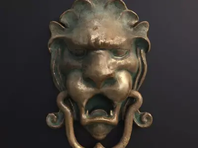 Old brass knocker Low-poly 3D model