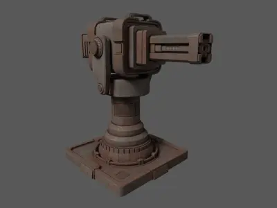 Rusty Retrofuturism Laser Turret Low-poly 3D model