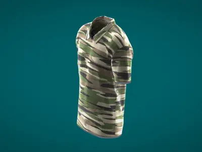Military Outfit - T-shirt Low-poly 3D model 18