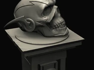 Flash Skull on pedestal Free 3D print model