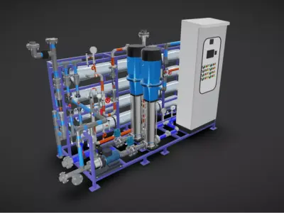 8m3h 3Stage RO Water Filter System 3D model