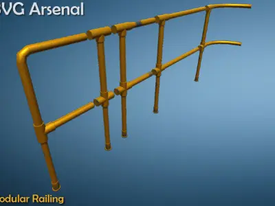 Modular Railing Low-poly 3D model