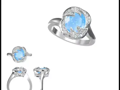 JCD Format Antique color stone rings cad color stone ring 3D print model