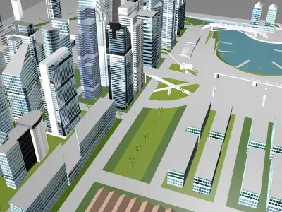 Buildings City building industrial park commercial housing 3D model V12