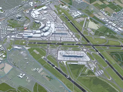 Zurich Airport 10km Low-poly 3D model