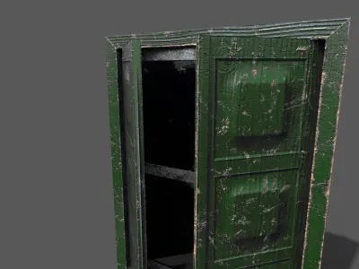 Old Green wood Windows Low-poly 3D model
