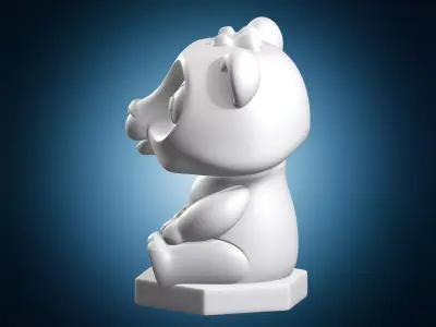 Miniature Polar Bear on Base 3D print model