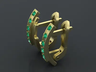 Earrings with track gems for CNC or 3D print model 3D print model