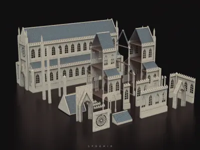 Medieval Kitbash 02 Low-poly 3D model